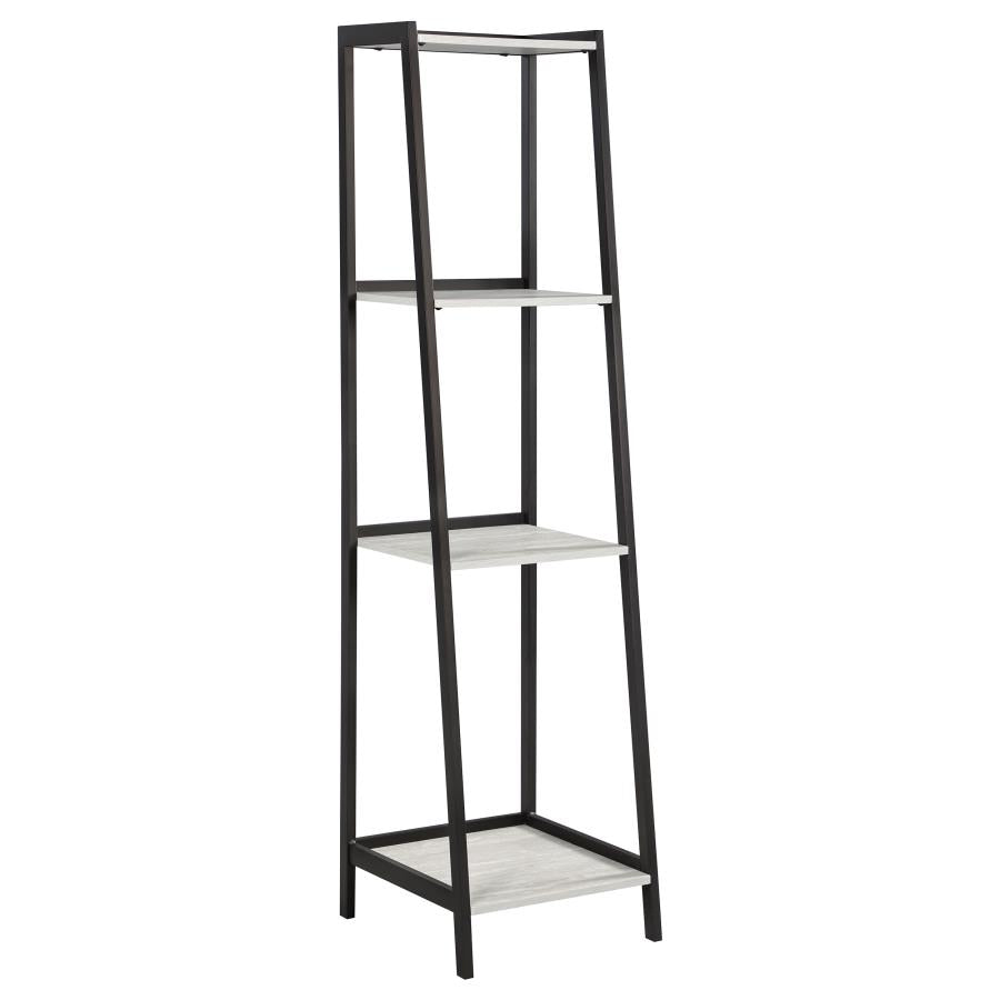 Pinckard 3-piece Ladder Desk Set Grey Stone Herringbone and Black