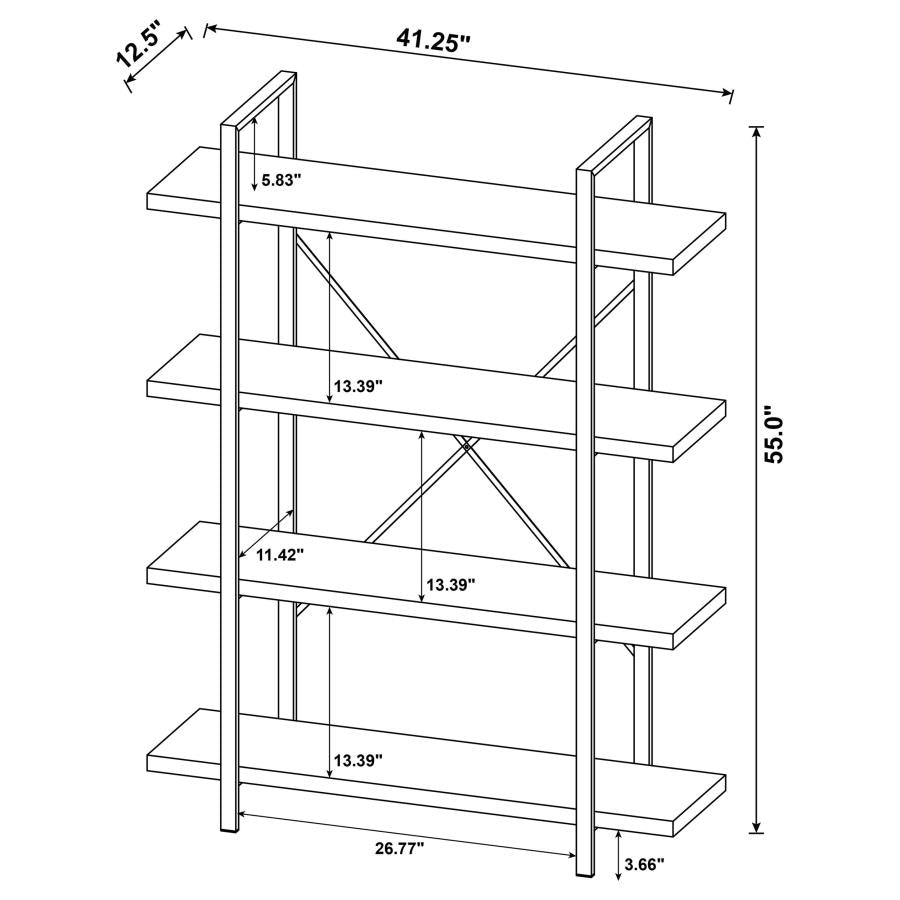 Cole 4-Shelf Bookcase Antique Nutmeg and Black