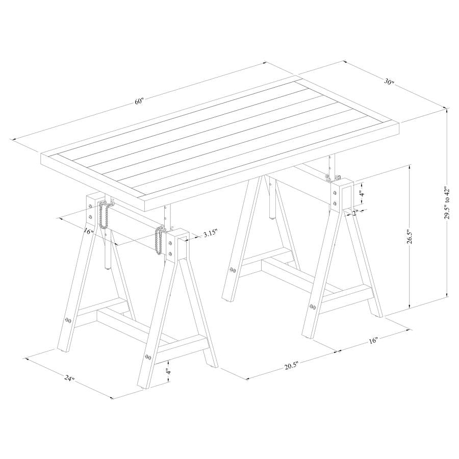 Delmar Adjustable Writing Desk Burnished Cognac