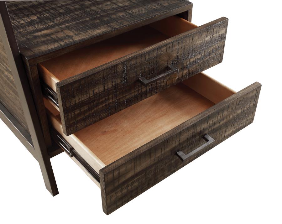 Delmar 2-drawer Bookcase Burnished Cognac and Weathered Gunmetal