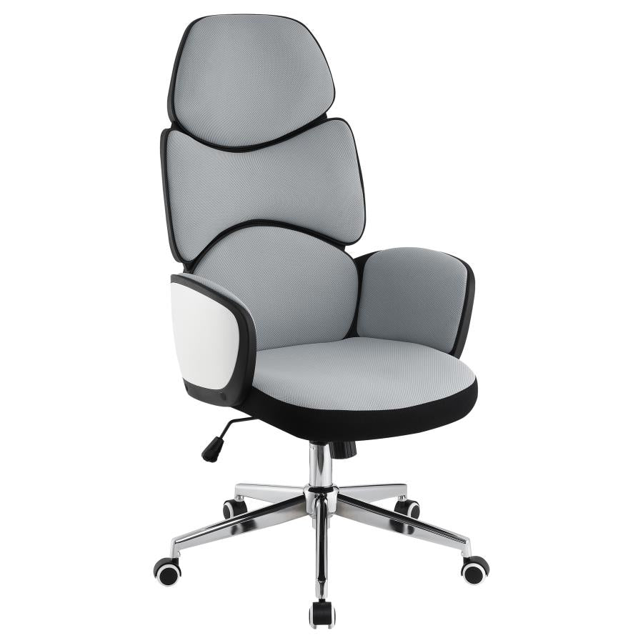 Upholstered Office Chair Light with Casters Grey and Chrome