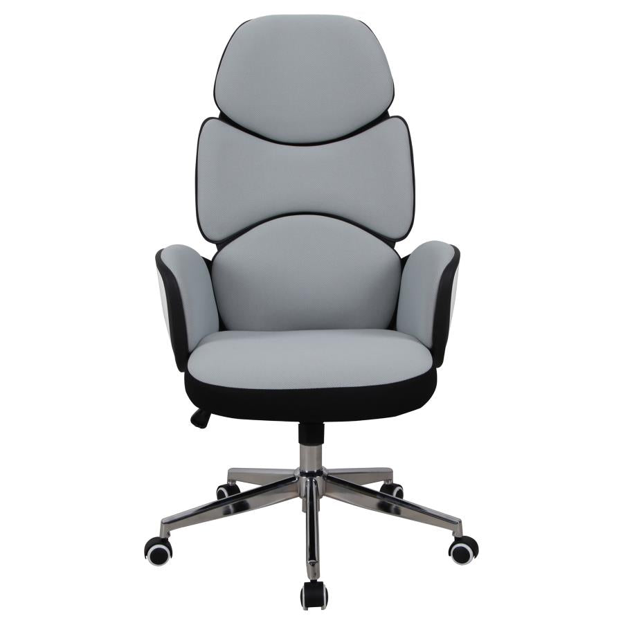 Upholstered Office Chair Light with Casters Grey and Chrome