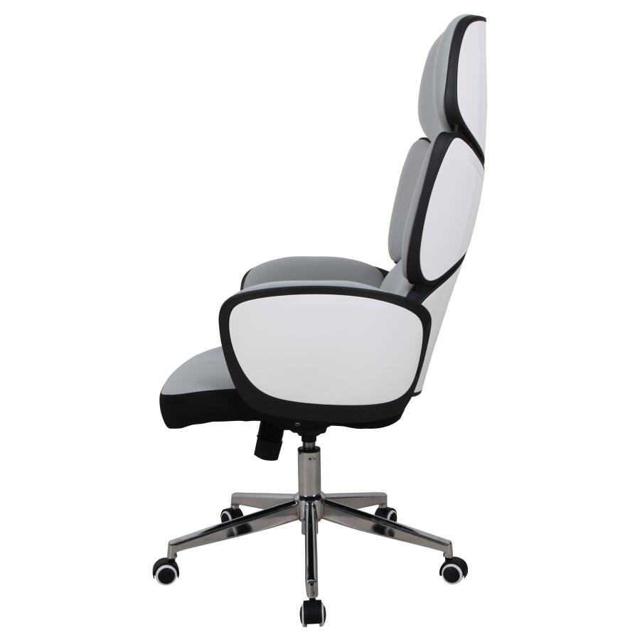 Upholstered Office Chair Light with Casters Grey and Chrome