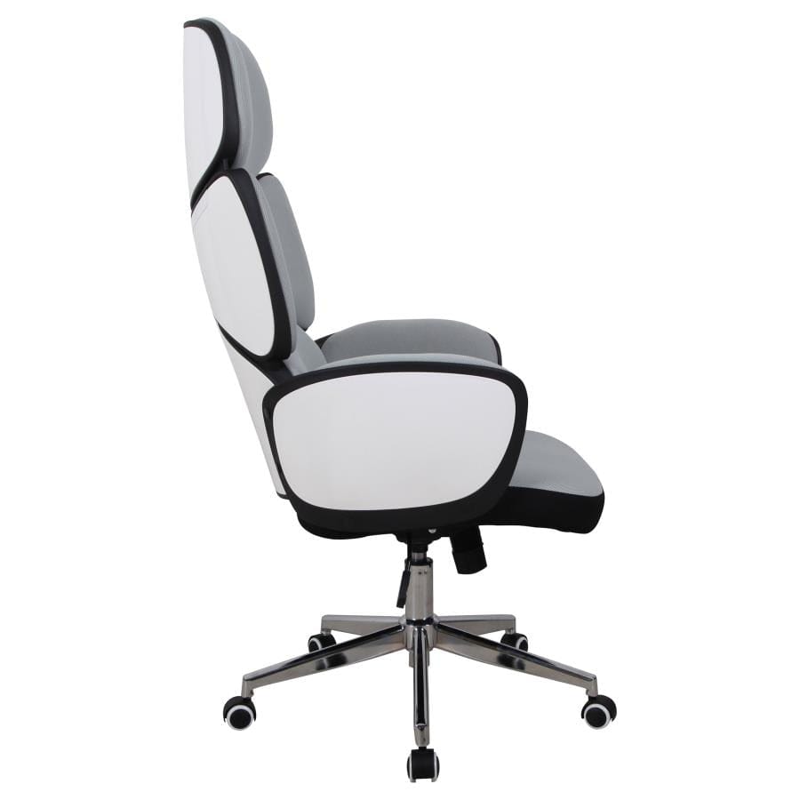 Upholstered Office Chair Light with Casters Grey and Chrome