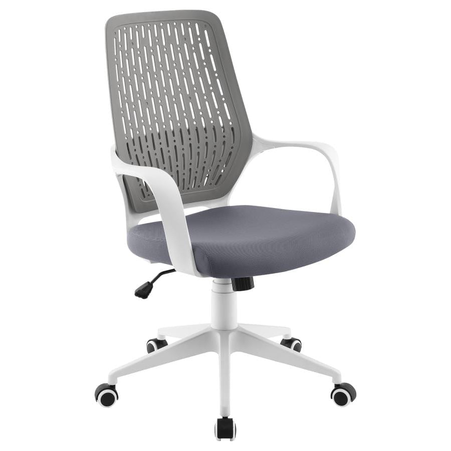 Adjustable Height Upholstered Office Chair Grey and White