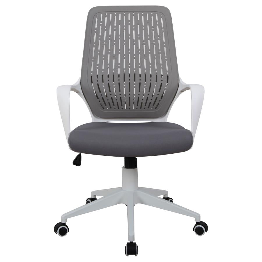 Adjustable Height Upholstered Office Chair Grey and White