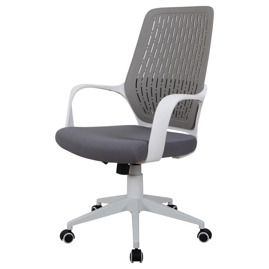 Adjustable Height Upholstered Office Chair Grey and White