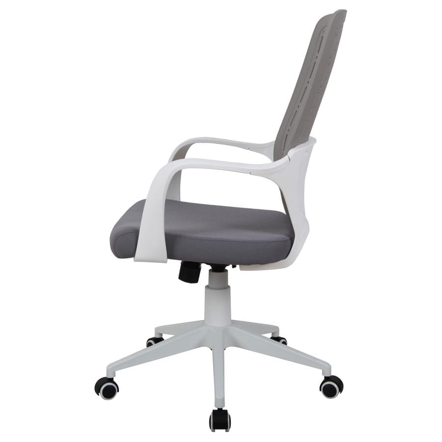 Adjustable Height Upholstered Office Chair Grey and White