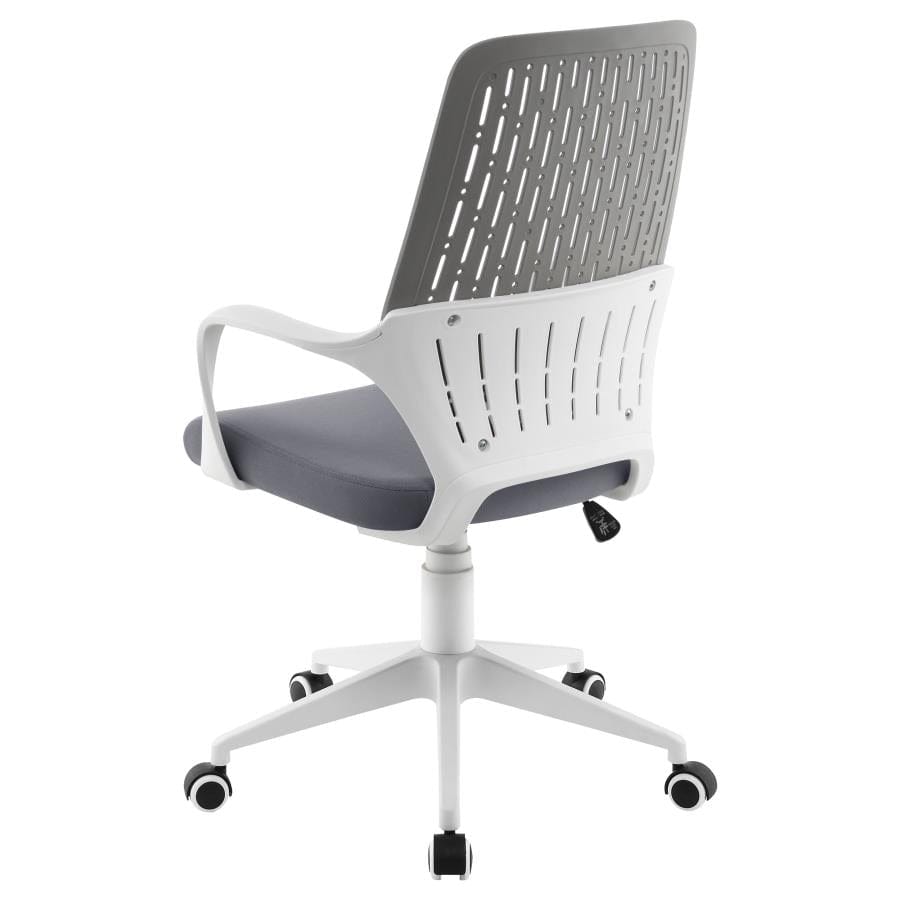 Adjustable Height Upholstered Office Chair Grey and White