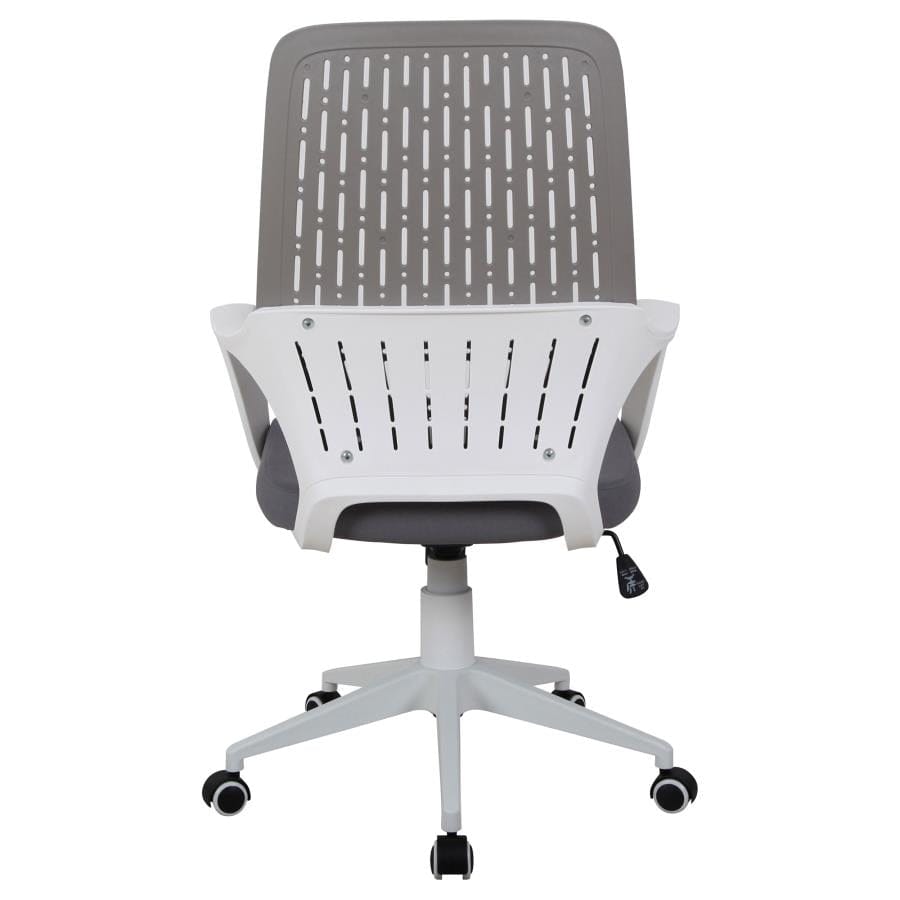 Adjustable Height Upholstered Office Chair Grey and White