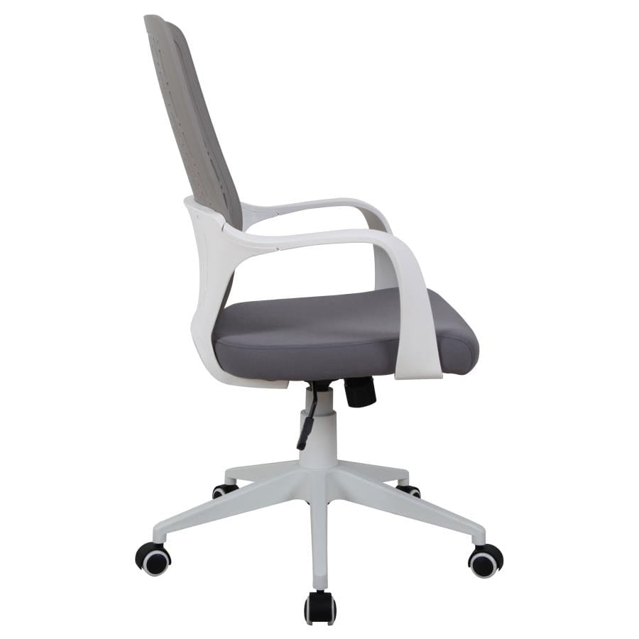 Adjustable Height Upholstered Office Chair Grey and White