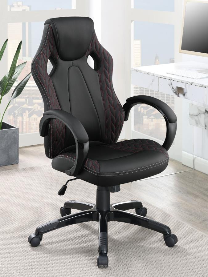 Carlos Arched Armrest Upholstered Office Chair Black