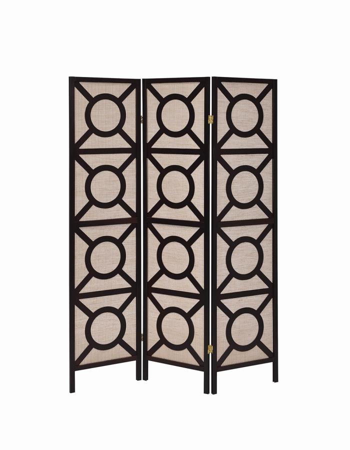 Vulcan 3-panel Geometric Folding Screen Tan and Cappuccino