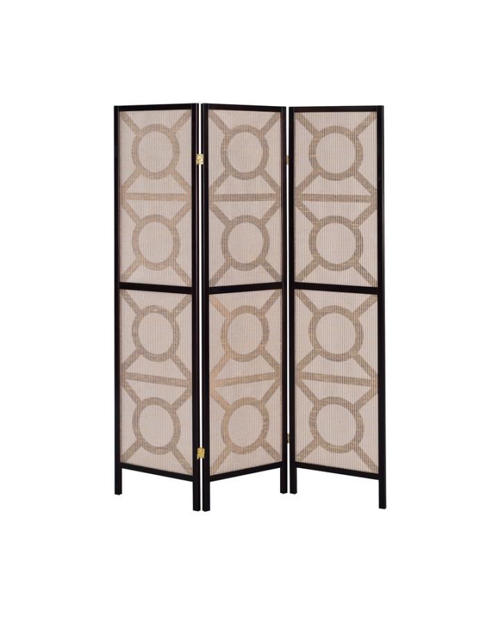 Vulcan 3-panel Geometric Folding Screen Tan and Cappuccino