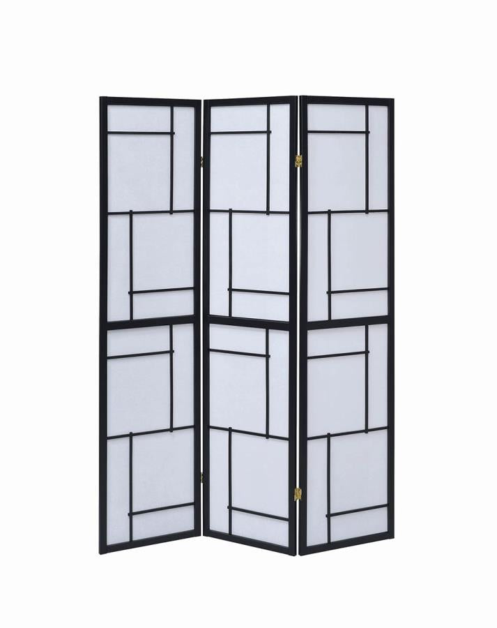 Katerina 3-panel Folding Floor Screen Black and White