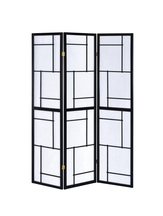 Katerina 3-panel Folding Floor Screen Black and White