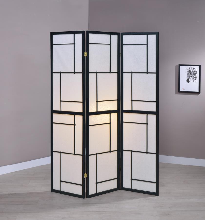 Katerina 3-panel Folding Floor Screen Black and White