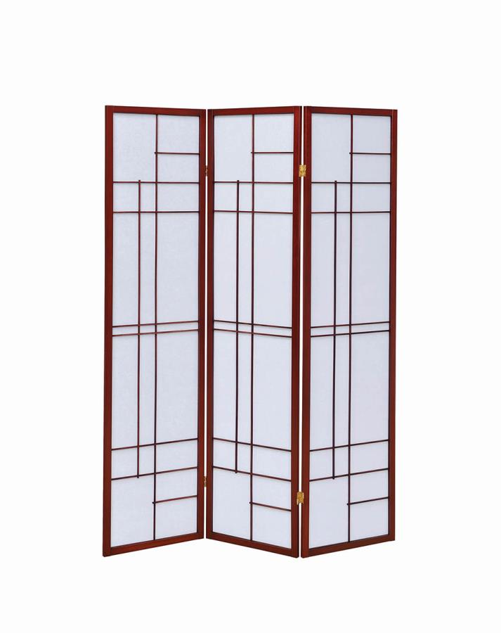 Katerina 3-panel Folding Floor Screen White and Cherry