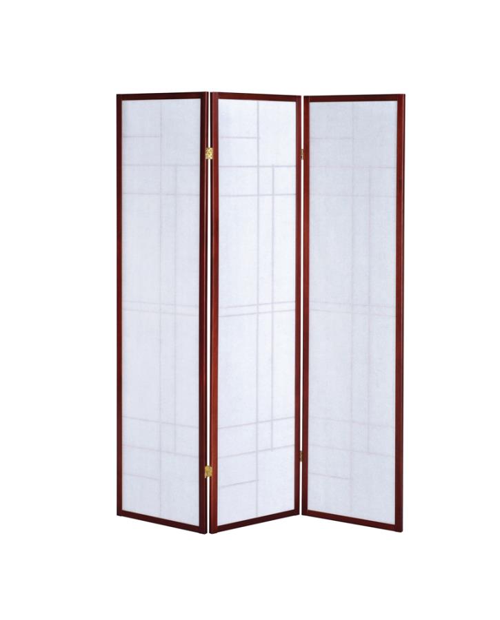 Katerina 3-panel Folding Floor Screen White and Cherry