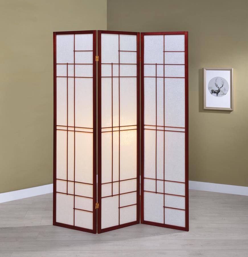 Katerina 3-panel Folding Floor Screen White and Cherry