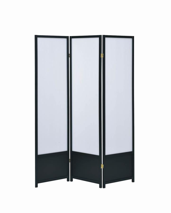 Calix 3-panel Folding Floor Screen Translucent and Black