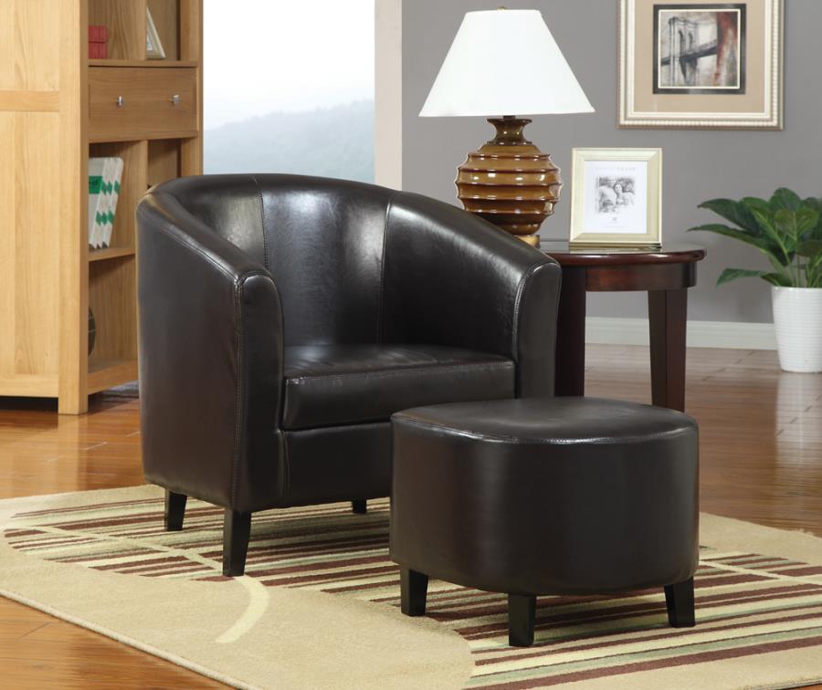 Ansel Upholstered Accent Chair with Ottoman Dark Brown