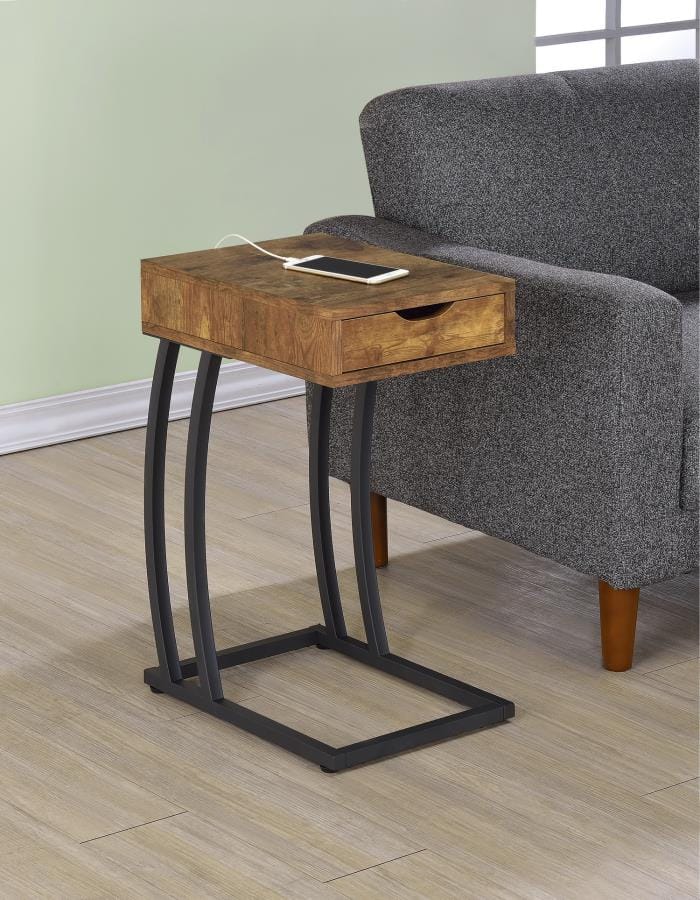 Troy Accent Table with Power Outlet Antique Nutmeg