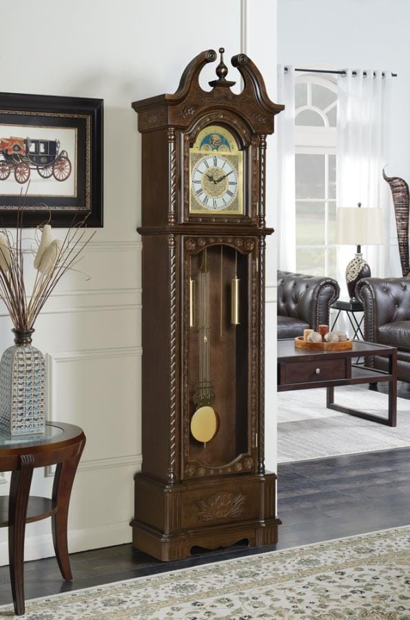 Cedric Grandfather Clock with Chime Golden Brown