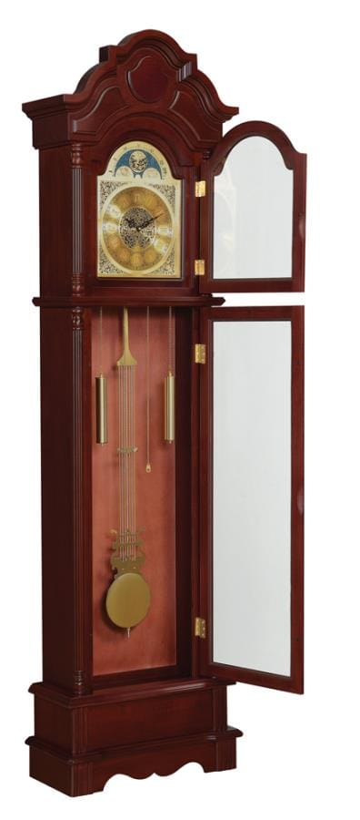 Diggory Grandfather Clock Brown Red and Clear