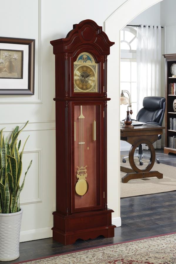 Diggory Grandfather Clock Brown Red and Clear