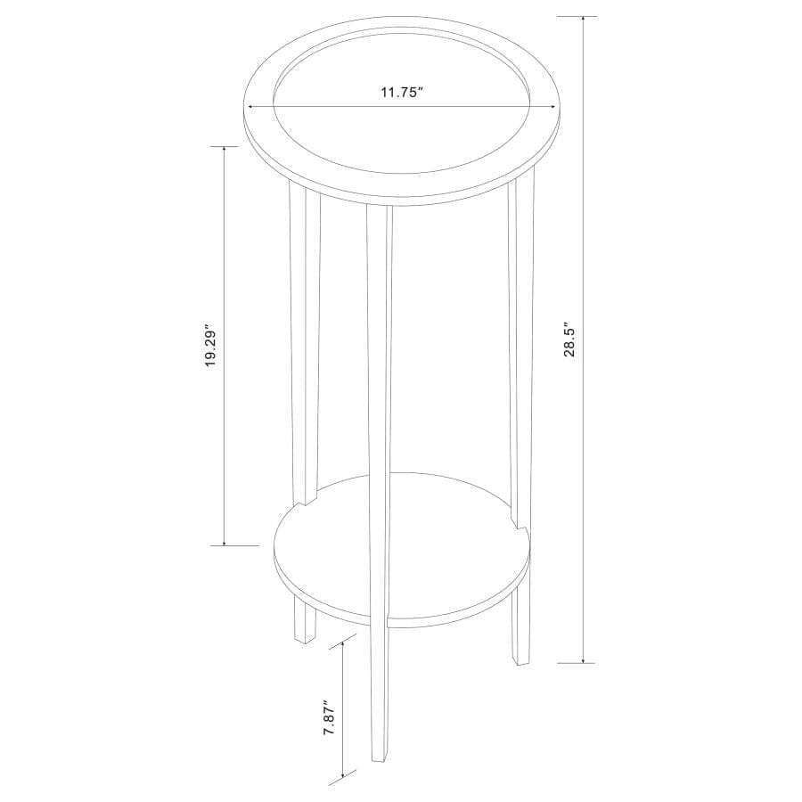 Kirk Round Accent Table with Bottom Shelf Espresso