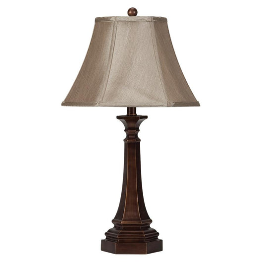 Sculpted Metal Base Table Lamp Bronze and Beige