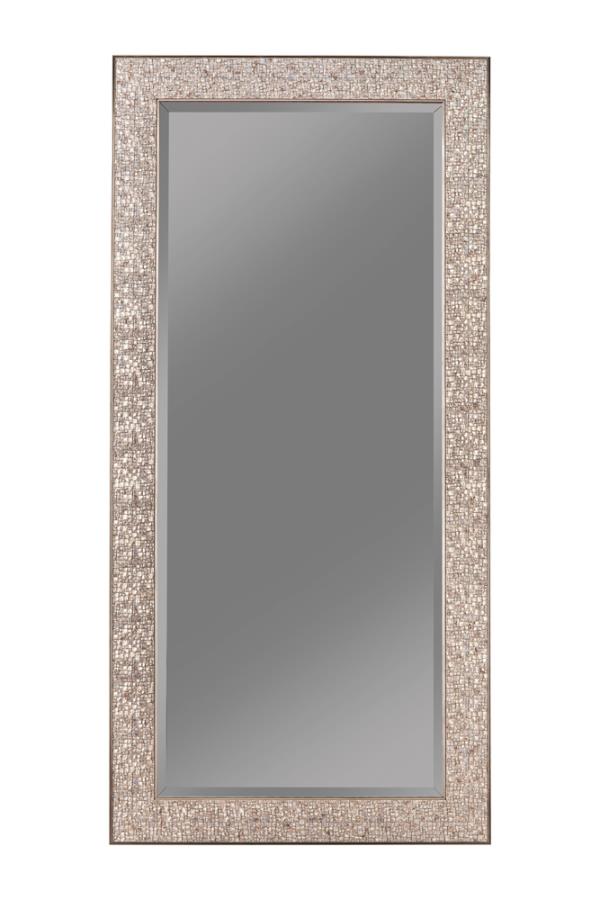 Rollins Rectangular Floor Mirror Silver Sparkle