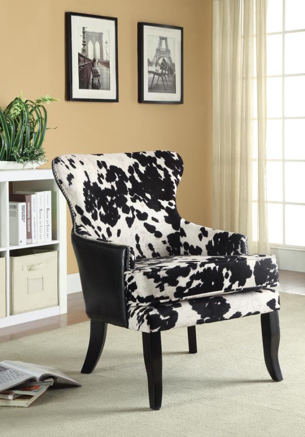 Trea Cowhide Print Accent Chair Black and White