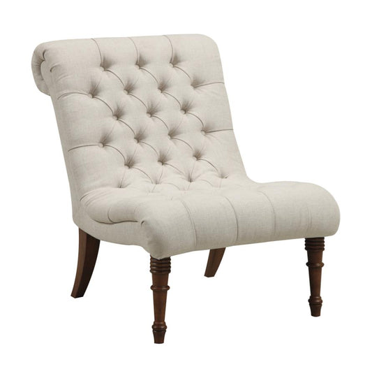 Armless Tufted Back Accent Chair Oatmeal