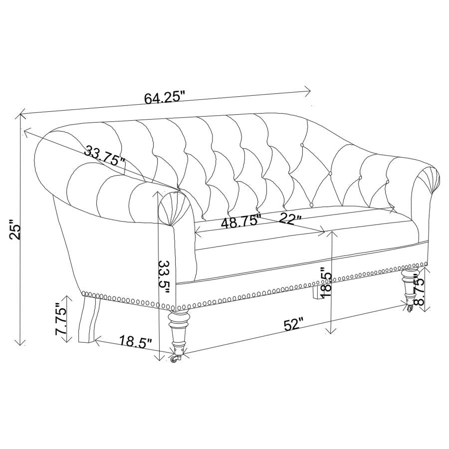 Billie Tufted Back Settee with Roll Arm Natural