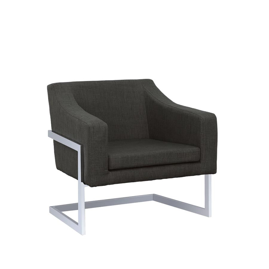 Chris Upholstered Accent Chair Chrome and Grey