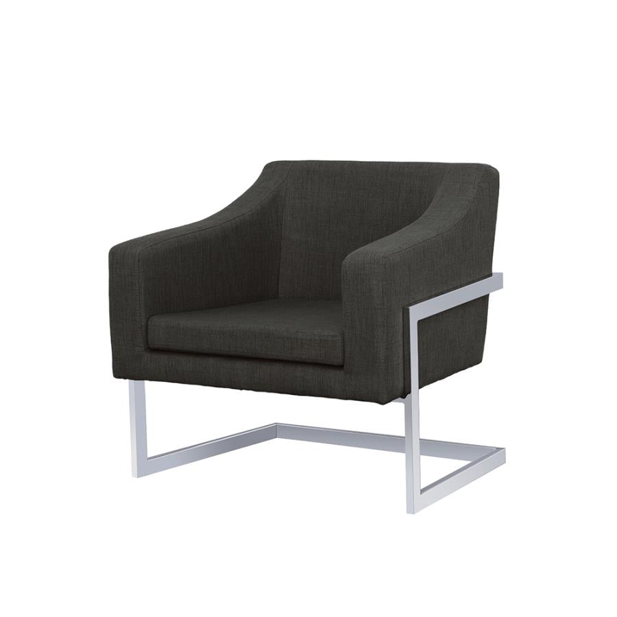 Chris Upholstered Accent Chair Chrome and Grey