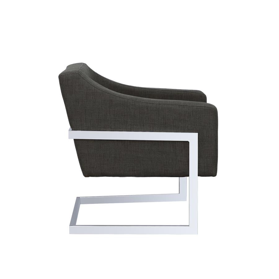 Chris Upholstered Accent Chair Chrome and Grey