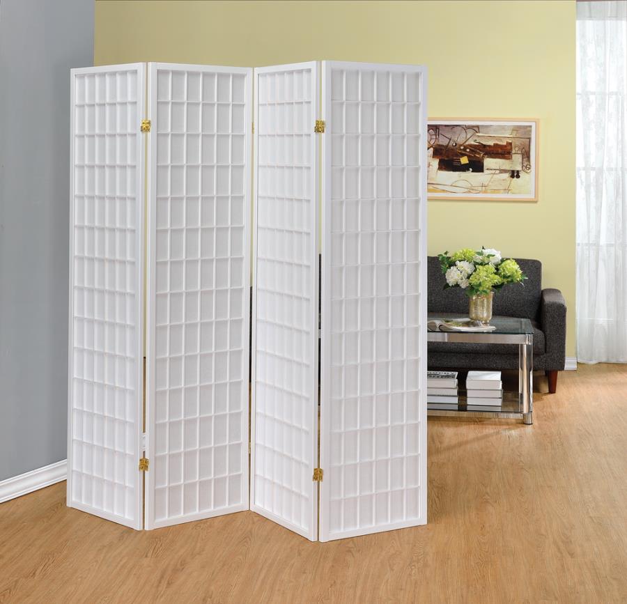 Roberto 4-panel Folding Screen White