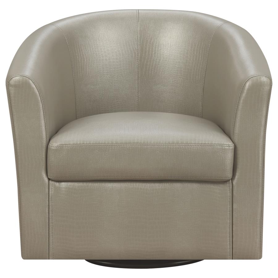 Turner Upholstery Sloped Arm Accent Swivel Chair Champagne