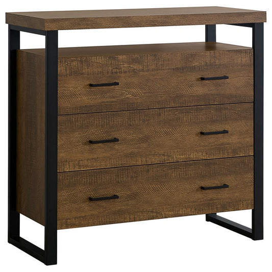 Thompson 3-drawer Accent Cabinet Rustic Amber