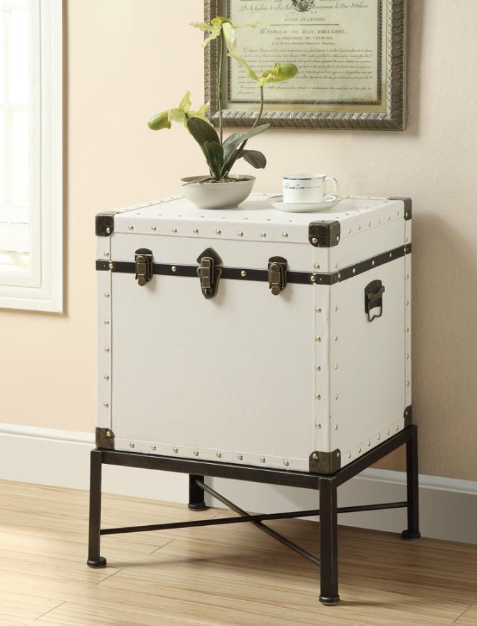 Nancy Accent Cabinet with Nailhead Trim White