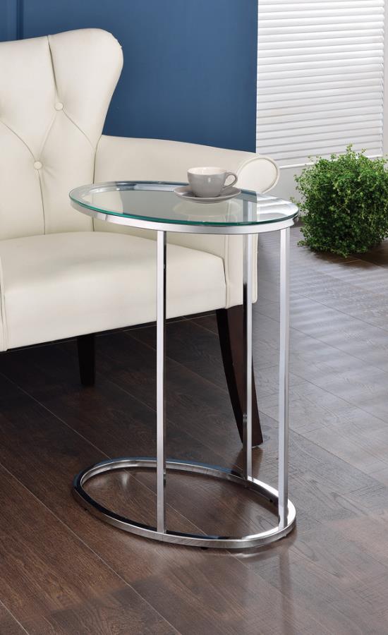 Kyle Oval Snack Table Chrome and Clear