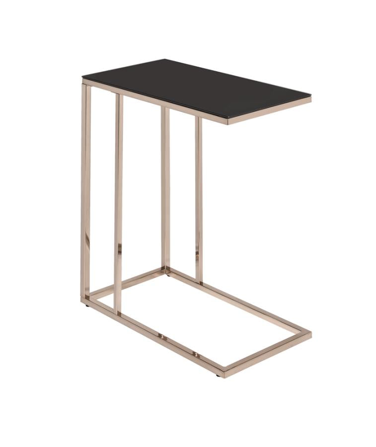 Rectangular Accent Table Black and Chocolate Chrome