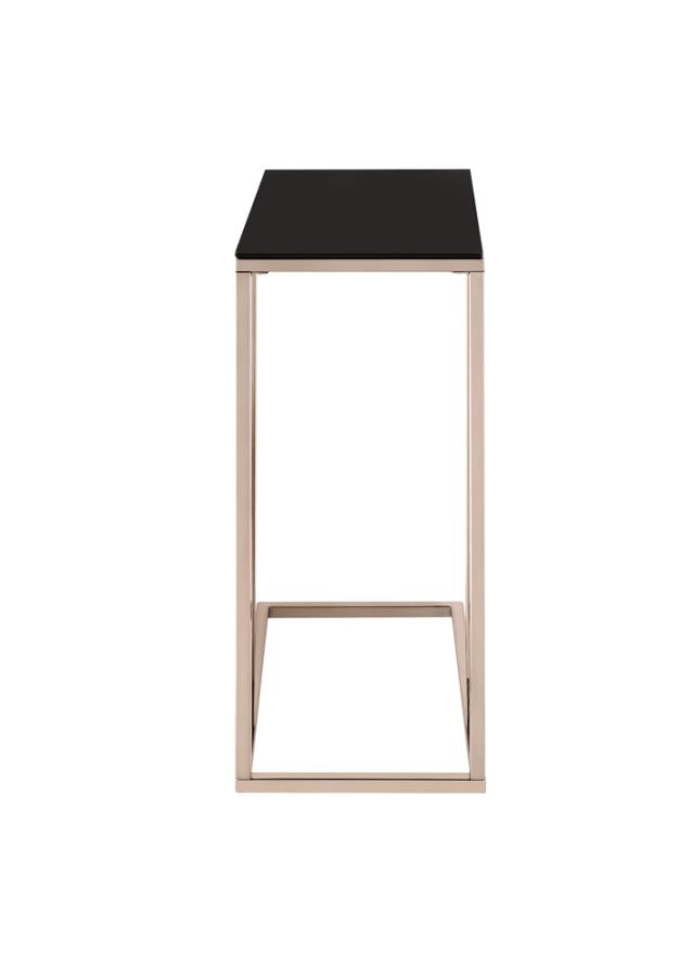 Rectangular Accent Table Black and Chocolate Chrome