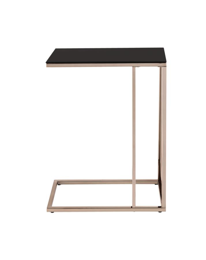 Rectangular Accent Table Black and Chocolate Chrome