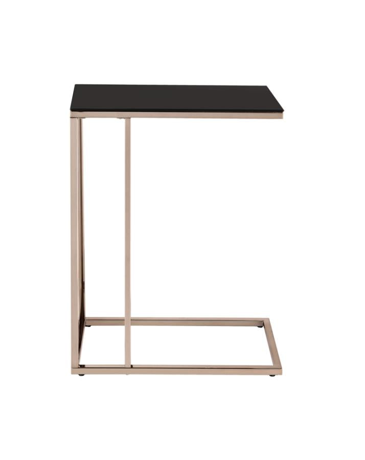 Rectangular Accent Table Black and Chocolate Chrome