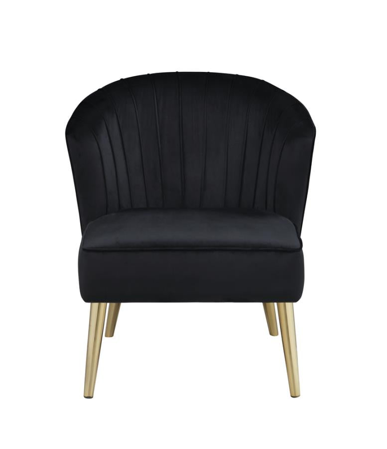 Upholstered Accent Chair with Tapered Legs Black