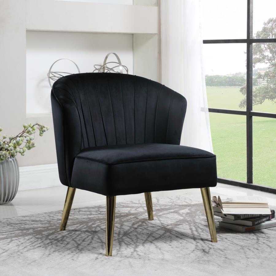 Upholstered Accent Chair with Tapered Legs Black